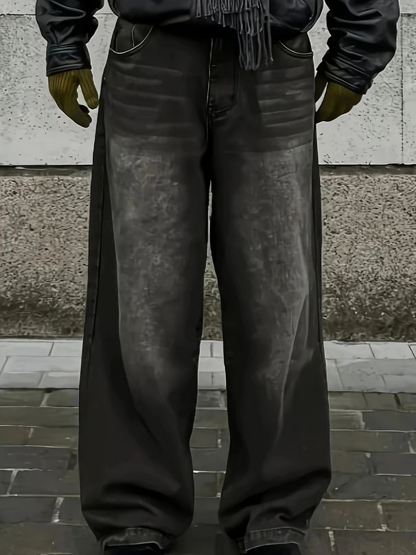 Men's Classic Straight Fit Jeans – New Style (Black, Sizes S-XXL) Men's Clothing Jean_mkmklike.com