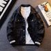 Distressed Denim Jacket With All-Over Print – Vintage Washed Workwear Coat, Unisex Streetwear Essential_mkmklike.com