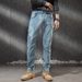 Men's Light Colored Trendy Summer Denim Jeans High End Straight Leg Slim Fit Stretch Skinny Casual Pants for Spring And Autumn_mkmklike.com