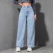 2025 Spring New American Style Women' Wide-Leg Jean, Wahed, Looe, Slimming, Straight-Leg, Floor-Length Denim_mkmklike.com