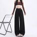 K Straight Leg Casual Jeans For Women, Slim And Loose Fit, High Waist, Floor Length, Wide Leg Pants_mkmklike.com