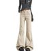 Wholesale Dropshipping: Women's Slim-fit, Slimming, Long, Medium-low-waisted, Slightly Flared Jeans In Khaki And Black_mkmklike.com