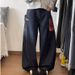 Men’s Patchwork Plaid Jeans – Avant-Garde Asymmetrical Design With Raw Hem & Relaxed Fit (S-3XL, Blue/Red, Polyester Blend)_mkmklike.com