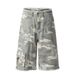 Men's Clothing Style Washed Old Loose Wide Leg Cleanfit Casual Shorts Camouflage Pocket Workwear Cropped Pants_mkmklike.com