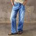 Women's Washed Multi Pocket Jeans Low Rise Loose Straight Leg European And American Style Cross Border Wholesale Trade_mkmklike.com