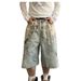 Men's American Hip Hop Casual Straight Leg Loose Denim Shorts High Street Wide Leg Capri Pants New Summer 2026 Style_mkmklike.com