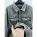 Version Handsome Trendy Couple Style Casual Washed Vintage Grey Hip Hop Same Denim Jacket_mkmklike.com