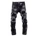 Streetwear Distressed Jeans – Studded Slim-Fit Denim Pants (Men's High-Street Fashion)_mkmklike.com
