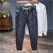Men's Clothing Men's Summer Thin Stretchy Jeans Elastic Waist Loose Fit Business Casual Harem Pants Durable Long Trousers_mkmklike.com