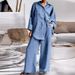 Women's Clothing nine quarter sleeve shirt loose pants two piece suit_mkmklike.com