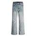 Solid Color Distressed Washed Vintage Jeans Men's American Style Loose Straight Trendy Casual Flared Pants_mkmklike.com