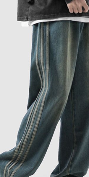Men's Clothing High Street Vibe Side Striped Jeans For Women Autumn And Winter High Waist Loose Slim Straight Wide Leg Pants Ins Trend_mkmklike.com