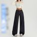 Women's High-Waisted Denim Wide-Leg Pants - Straight Cut Stretch Jeans For Fall, Flowy & Comfortable With Slanted Pockets_mkmklike.com