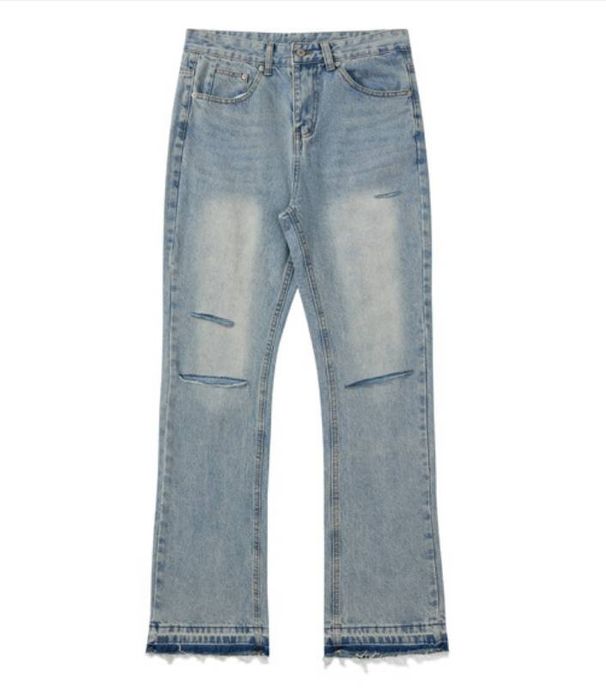 Men's Clothing Niche Trendy Brand Washed Old Loose Men's Hole Cleanfit Jeans_mkmklike.com
