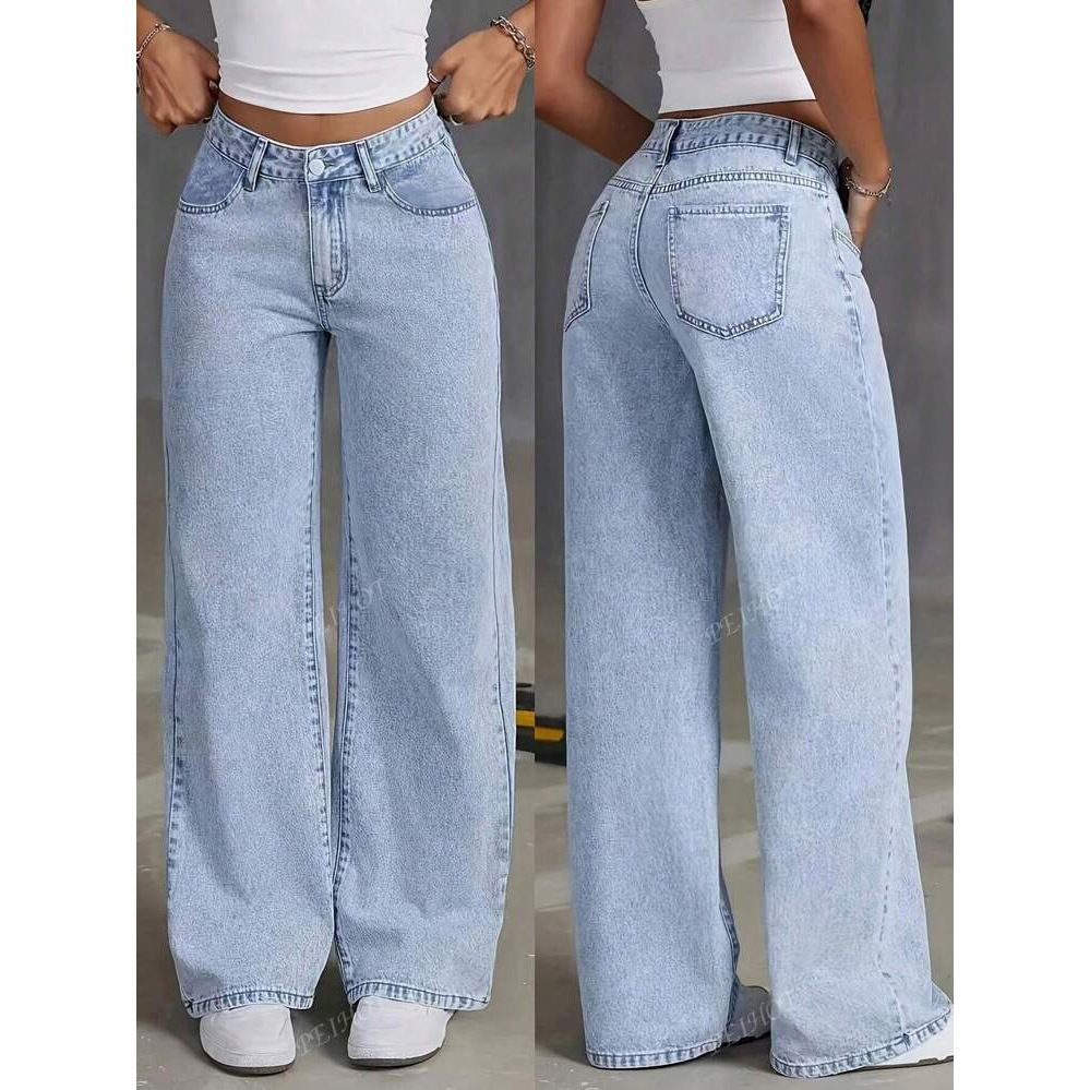 Women's Clothing New Jeans High Waist Straight Loose Casual Long Pants_mkmklike.com