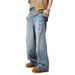 Men's High End Retro Washed Distressed Loose Straight Leg Jeans Light Color Casual Drape Fit American Style_mkmklike.com
