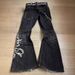 Women's Clothing Retro Embroidery Heavy Work Hot Girl Punk Washed Black Straight Flared Jeans For Women And Men_mkmklike.com