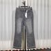 Men's Cleanfit Washed Black Gray Splatter Fringe Flared Jeans - Straight Leg Distressed Denim Pants With Raw Hem_mkmklike.com