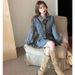 Chicco Spicy Girl Denim Set Women's New Frayed Collar Short Jacket High Waist Slimming Half Dress_mkmklike.com