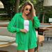 Women's Clothing ladies long-sleeved shorts loose casual women's clothing two-piece suit_mkmklike.com