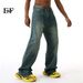 EF JEANS | 2024 New American Basic Retro Washed Old Loose Straight Floor Mopping Jeans_mkmklike.com
