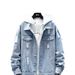 Streetwear Distressed Denim Jacket Men's Oversized Boyfriend Style Vintage Washed Workwear Coat With Raw Hem Detailing_mkmklike.com