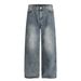 Men's Trendy Starry Rhinestone High-End Loose Straight Leg Denim Jeans Style Washed Trousers_mkmklike.com