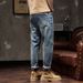Large Size Men's Spring And Summer Nine Points Jeans Pants Men's Loose Retro Plus Fat Plus Size Jeans Men's 9 Points Cross-border_mkmklike.com