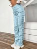 Women's Clothing denim embroidered straight pants fashion ins hot style elastic patch denim laminated straight denim women_mkmklike.com