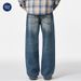 Pure Muqiu Clothing | 2025 Autumn New Ripped Patch Jeans Men's Vintage Stonewashed Textured Long Pants_mkmklike.com