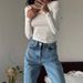 Women's Clothing Classic High Waist Loose Slim Hot Girl Jeans Washed Blue Street Style Wide Leg Trousers For Women_mkmklike.com