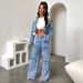 Women's Clothing Fashion Retro Pocket Washed Straight Workwear Jeans Joint Wide Leg Casual Jeans_mkmklike.com