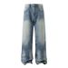 Men's Clothing Men's Straight-Leg Jeans - Vintage Wash Blue Clean Fit Denim Pants_mkmklike.com
