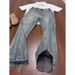 Vintage 70s Flared Jeans – Unisex High-Waisted Bell Bottoms, Distressed Hem, Washed Denim (S-3XL, No-Stretch Cotton, Retro Streetwear)_mkmklike.com