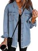 K New Women's Denim Shirt Jacket With Frayed Hem For A Stylish Streetwear Look. No Accessories_mkmklike.com