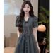 ELLE Summer New European Style French Elegant Thin Denim For Women Slim Waist Dress_mkmklike.com