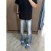 American High Street Lightning Washed Flared Jeans, Men's Loose Straight Slim Fit Trendy Denim Pants Streetwear_mkmklike.com