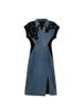 ELLE ELLE Korean Style Shirt Collar Waist Slimming Denim With Design Sense And Lace Patchwork Mid-Length Dress For Women_mkmklike.com
