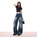 26ss| 2026 American Retro Washed Distressed Drapey Spring-summer Versatile Floor-length Everyday Denim Pants New Style_mkmklike.com