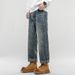 New Spring Jeans Men's Harlan Fit Loose Double Craft Retro Washed Tide Brand Youth Middle Waist Large Size_mkmklike.com
