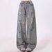 Women's Clothing High Waist Ripped Jeans Wide Leg Design Embroidered Bear Detail Spring Autumn Fashion Casual Denim_mkmklike.com