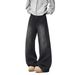 Vintage Washed Distressed Jeans – Unisex Wide-Leg Denim Pants With Retro Fraying & Artistic Rips, All-Season Loose Fit_mkmklike.com