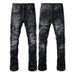 Men's Boot Cut Jeans Multi Pockets Cargo Black Cotton Denim Pants Streetwear Slim Flared Trousers_mkmklike.com