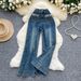 Vintage American High-Waisted Straight Leg Jeans – Embroidered Pockets & Distressed Denim | Relaxed Fit For Women (Dark Blue, Light Blue)_mkmklike.com