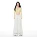 American Retro Style|Rivet Decoration|Low-waisted Loose Flared Jeans For Women In Ivory White_mkmklike.com