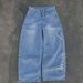 Vintage Washed Denim Jeans With Letter Print – High-Waisted Wide-Leg Pants For Streetwear & Retro Style (S-Xxl, Black/Blue)_mkmklike.com