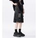 Men's Distressed Denim Shorts, Lightweight Ripped Knee-Length Cargo Shorts With Multiple Pockets, Loose Fit Streetwear Hip Hop Style Summer Shorts_mkmklike.com