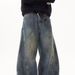 BOY American Retro Deconstructed Washed Scimitar Jeans For Men Loose Vintage Design Casual Straight Wide-Leg Long Pants_mkmklike.com
