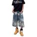 Men's Streetwear Tie-Dye Jeans Baggy Cargo Shorts Summer Straight Leg Mid-Length Casual Pants For Hip-Hop Fashion_mkmklike.com