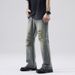 LKTM Wear # Summer Hole Micro Pull Jeans Men's American Trendy Brand Washed Loose Versatile Floor Pants 03E_mkmklike.com